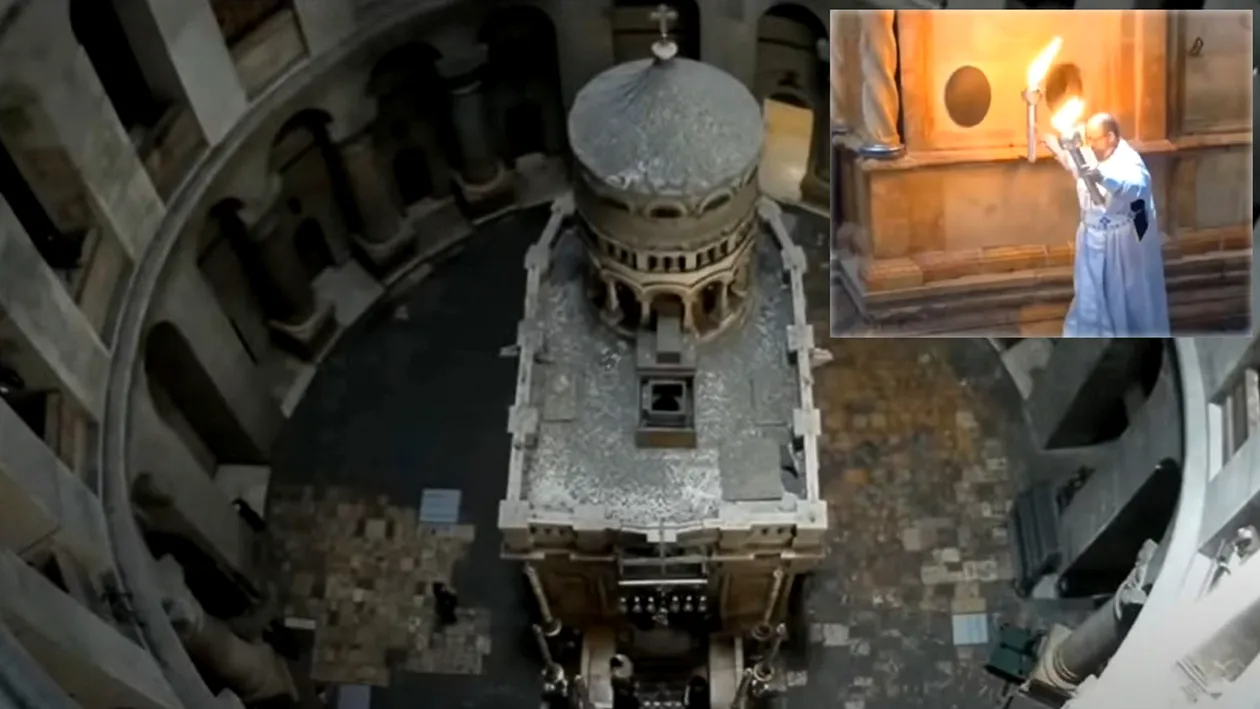 Lumina Sfântă s-a aprins la Biserica Sfântului Mormânt, iar la câteva ore distanță, a ajuns și în România | VIDEO