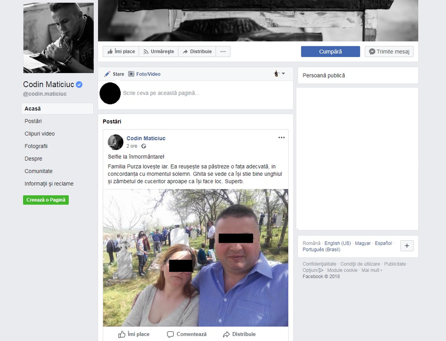 Selfie în cimitir! Povestea șocantă din spatele acestei fotografii făcută celebră de Codin Maticiuc