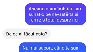 BANC | "Aseară m-am îmbătat, am sunat-o pe nevastă-ta și i-am zis totul despre noi"