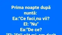 BANC | Prima noapte după nuntă
