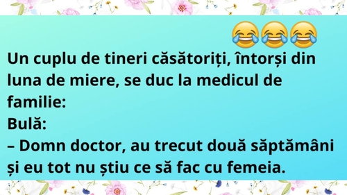 Bancul zilei | Un cuplu de tineri căsătoriți, la medic