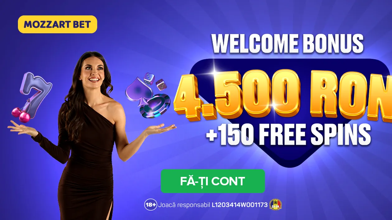 (P) Descoperă Cel Mai Generos Bonus Bun Venit Cazino Online: 100% până la 4500 Lei și 150 Rotiri Gratuite!