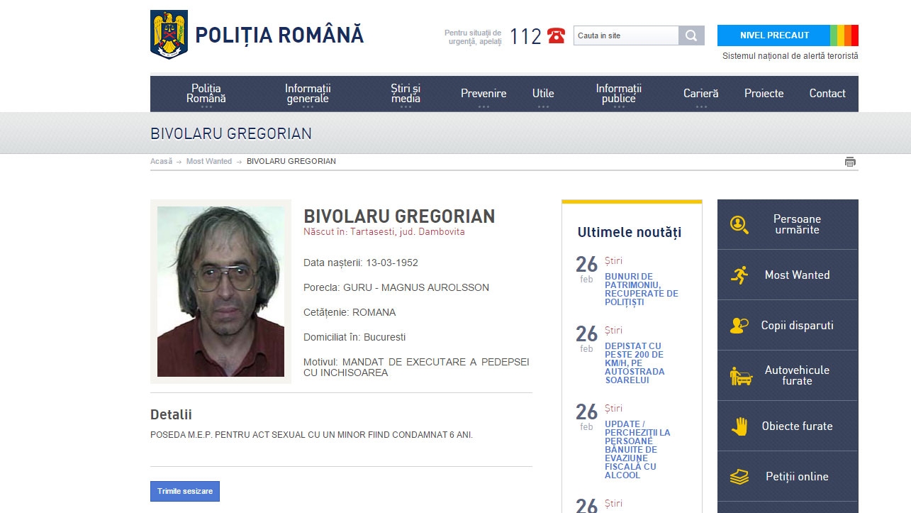 Gurul Gregorian Bivolaru a fost prins în Franţa! Fondatorul MISA va fi adus in ţară!