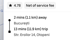 Cât a plătit un client pentru o cursă Uber de 12 km, din București până la Aeroportul Otopeni. Când a văzut tariful, a crezut că dă aplicația erori