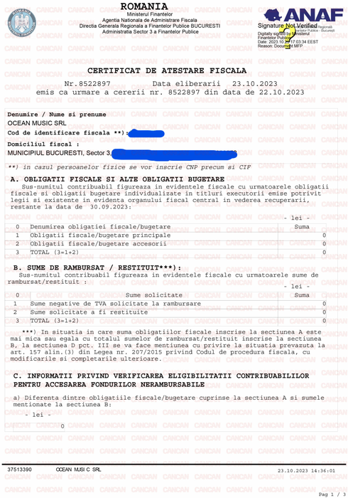 Documentele pe care Cătălin Măruță le-a prezentat, pentru a arăta că nu are datorii la stat