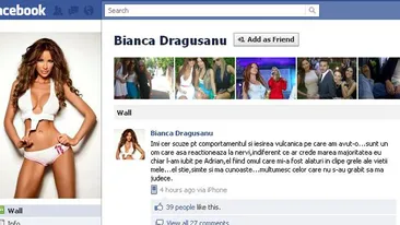 Bianca Dragusanu ii cere iertare lui Cristea: Imi cer scuze pentru  iesirea vulcanica! L-am iubit pe Adrian