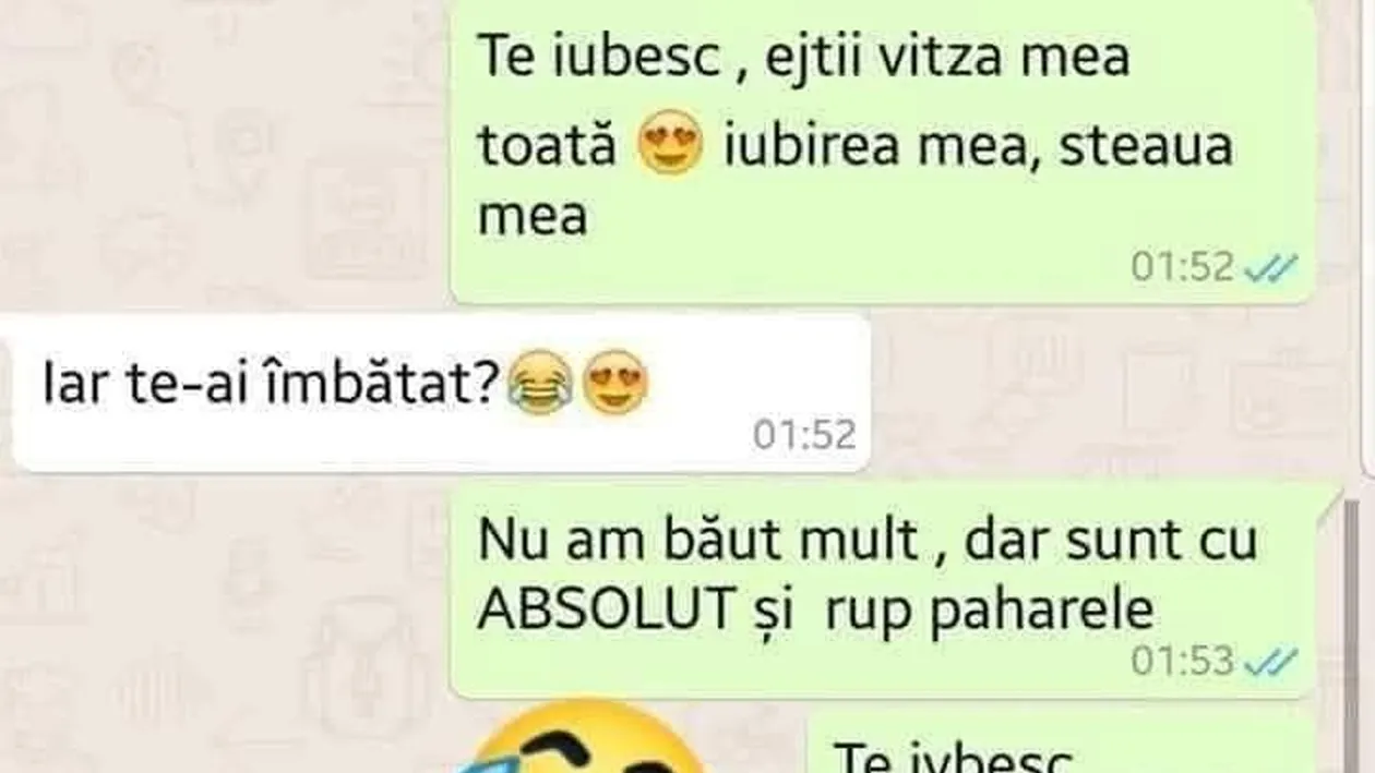Banc| Te iubesc, ejtii vitza mea, toată iubirea mea. Iar te-ai îmbătat?