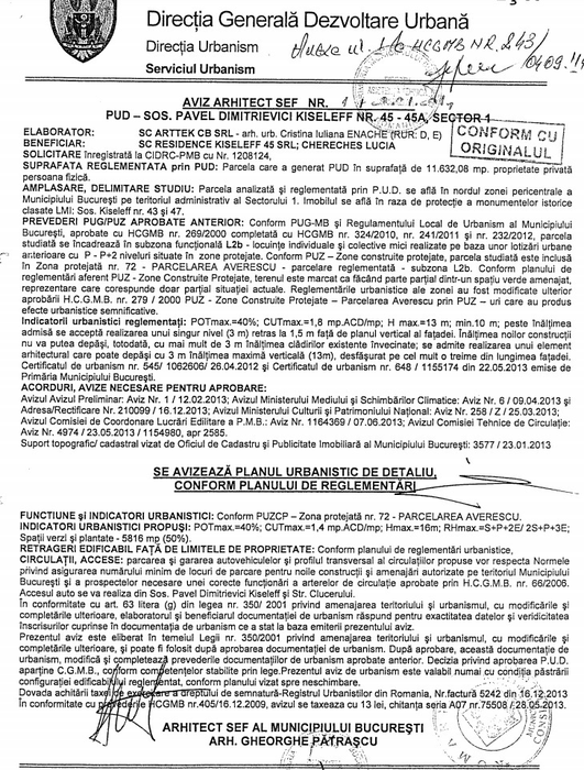 Unul dintre avizele obţinute de Lucia Cherecheş