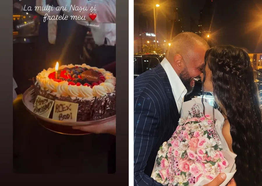 Tortul lui Alex Bodi și postarea făcută de Anca, iubita lui. Sursă: Instagram