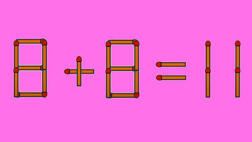 Test IQ cu chibrituri | Mutați un singur băț, pentru a corecta 8 + 8 = 11