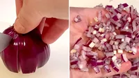 Cel mai tare truc din bucătărie! Cum să tai o ceapă în cubulețe, în doar câteva secunde