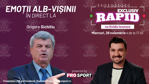 Rapid e pe primul loc în liga 1, iar noi vă așteptăm la "EXCLUSIV RAPID" de la 17:45, în direct pe YouTube - ProSport!