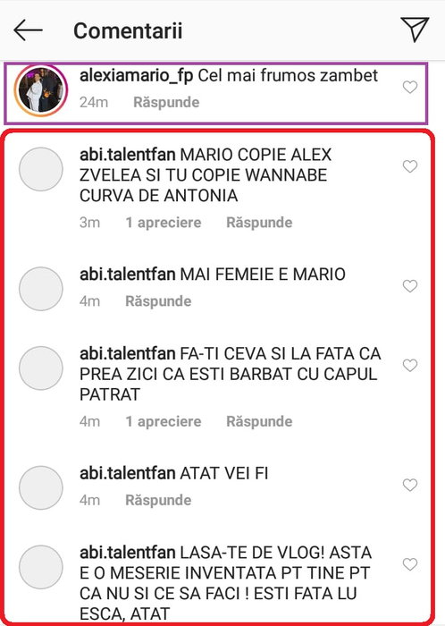 Alexia Eram, atacată și jignită de fanii lui Abi Talent Cum a reacționat fiica Andreei Esca