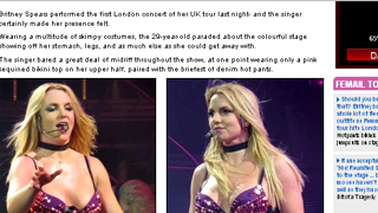 Britney Spears a sustinut primul concert la Londra cu sunculitele la vedere! Vezi aici cat s-a ingrasat!