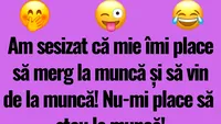 BANCUL DE LUNI | Am sesizat că mie îmi place să merg la muncă