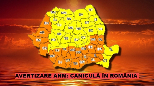ANM, avertizare de ultimă oră. România, sub o cupolă de foc. Cod galben și portocaliu de caniculă, temperaturile ajung la 39 de grade Celsius