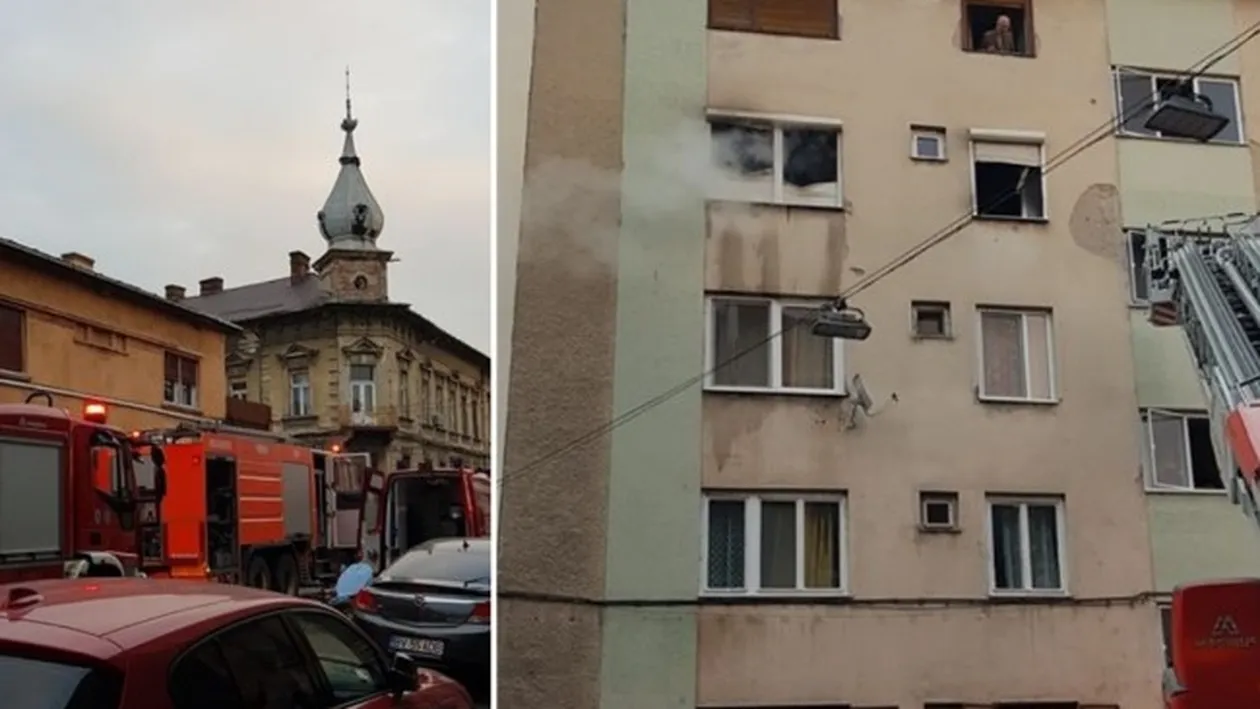 Trei persoane intoxicate cu fum în urma unui incendiu într-un bloc din Arad. VIDEO