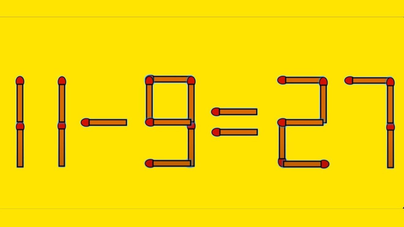 Test IQ exclusiv pentru genii | Mutați un singur chibrit, pentru a corecta 11 - 9 = 27