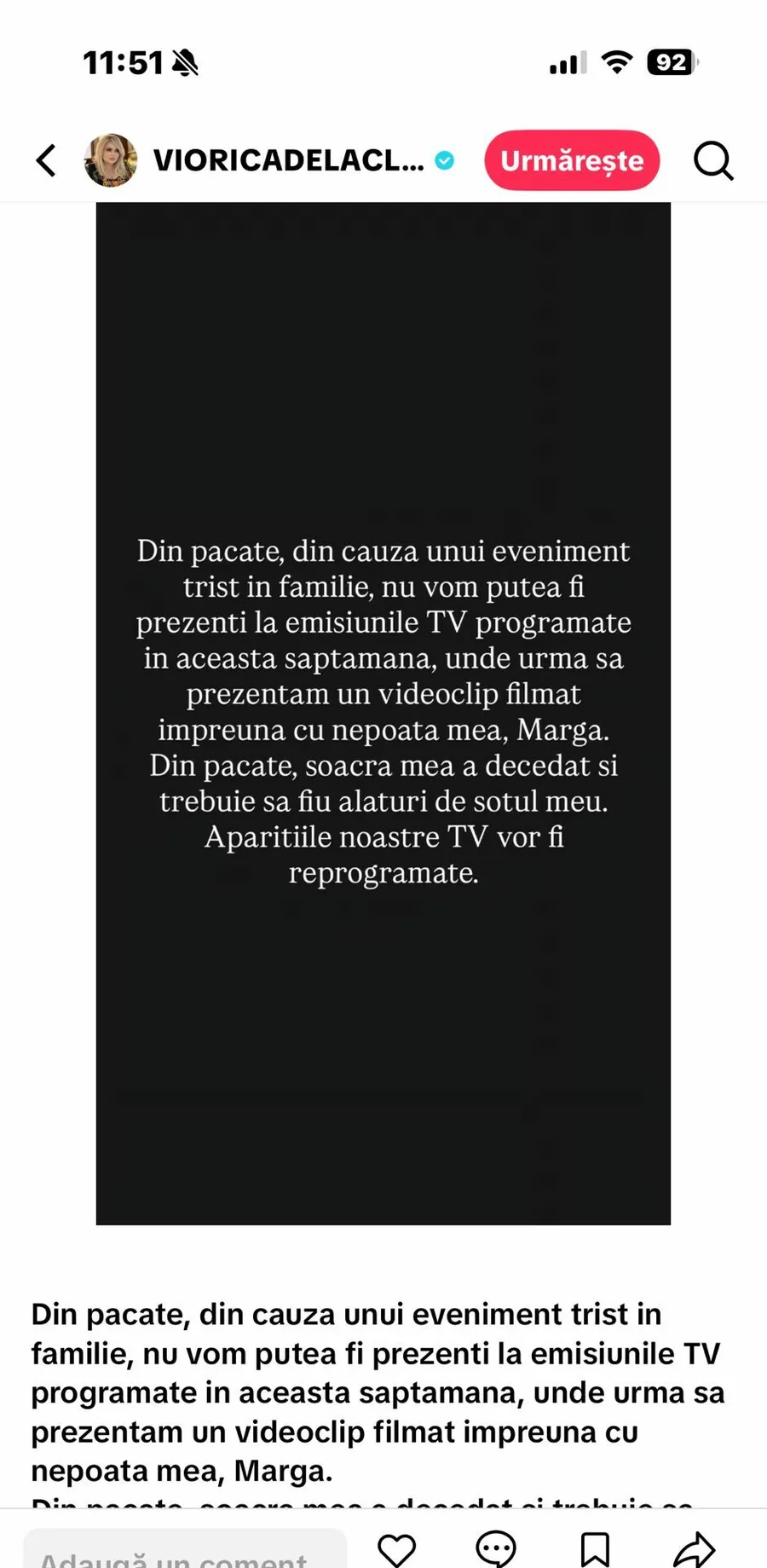 Viorica și Ioniță de la Clejani sunt în doliu/foto: TikTok 