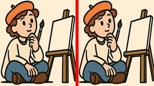 Test de logică | Acești 2 pictori par identici, dar nu sunt. Identificați 3 diferențe!