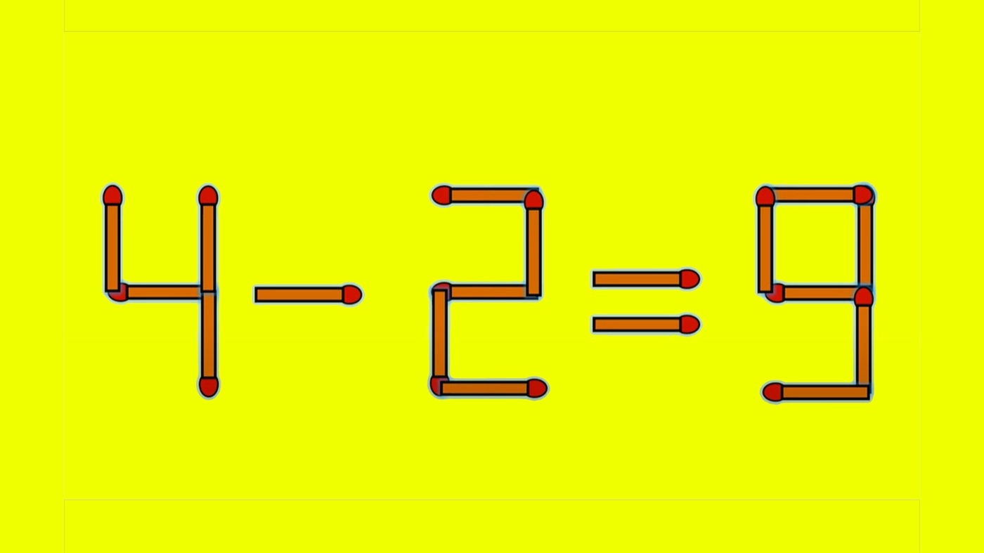 Test de inteligență | Pentru a corecta 4 - 2 = 9 este nevoie să mutați un singur chibrit