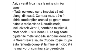 BANC | Azi mi-a spus fiica mea: "Tată, vreau să mă alungi din casă imediat!"