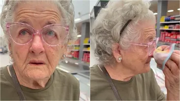 Reacția înduioșătoare a unei bătrâne care vede rafturile pline în supermarket. Prețurile mici au făcut-o să plângă! „Merită tot”