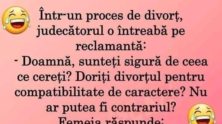 BANC | Proces de divorț. Judecătorul o întreabă pe reclamantă: ”Doamnă, sunteți sigură?”