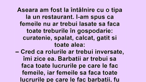 BANC | Aseară am fost la întâlnire cu o tipă, la un restaurant