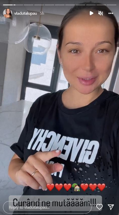 Vlăduța Lupău a arătat câteva cadre din noua locuință. Sursă: instastory