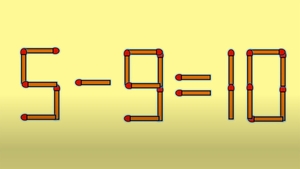 Test IQ cu chibrituri | Mutați un singur băț, pentru a corecta 5 - 9 = 10