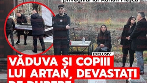 Primele imagini de la priveghiul lui Adrian Pleșca. Văduva și copiii lui Artan, devastați de durere