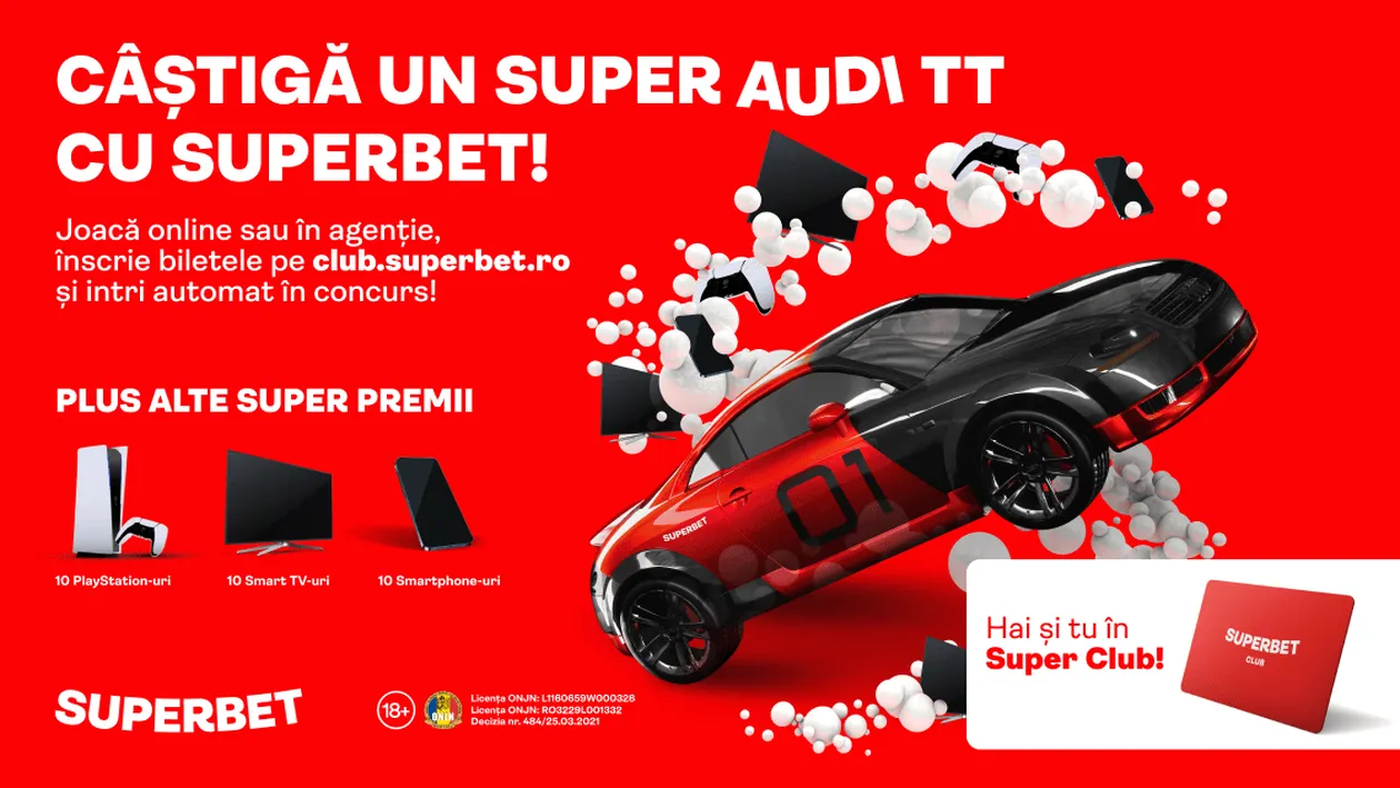 INTRĂ ÎN CLUBUL SUPERBET ȘI POȚI CÂȘTIGA UN SUPER TT
