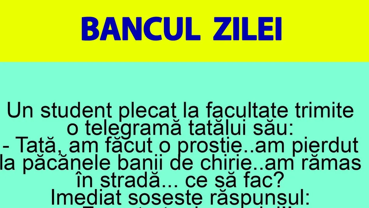 BANCUL ZILEI | Tată, am pierdut la păcănele banii de chirie. Ce să fac?