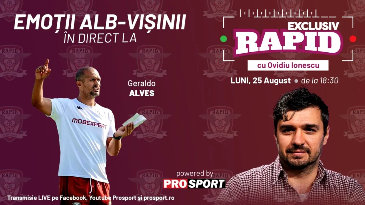 Vineri avem RAPID - UȚA, iar astăzi avem EXCLUSIV RAPID, în direct pe YouTube - ProSport, de la ora 18:30