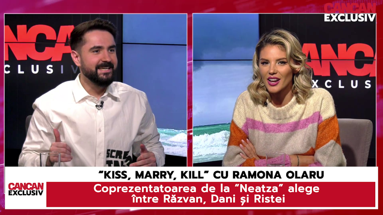 Ramona Olaru: "Acum să nu se supere Ristei, dar o să pun «kill» la el, pentru că este și geloasă asta mică și atunci nici nu mă mai bag. Și a rămas de pupat domnul Dani. Lui nici nu îi place să stea la pupat, că fuge!" (Foto: captură video)