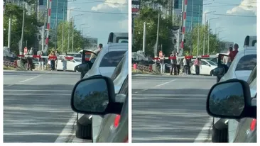 Bariera din Pipera s-a blocat și a paralizat traficul! Pietonii au ridicat-o cu mâna ca să poată trece