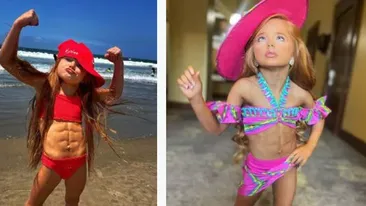 Această fetiță are un abdomen „cu pătrățele” la doar șapte ani! „A trebuit să ascund copilul”, mărturisește mama ei