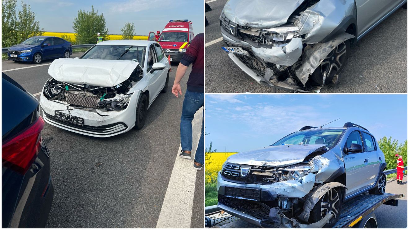 Vacanța de 1 Mai a început prost! Accident cu 6 mașini pe Autostrada A2, sensul Bucureşti – Constanţa