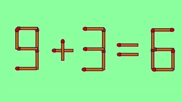 Test IQ exclusiv pentru genii | 9+3=6 este greșit. Pentru a corecta egalitatea, mutați un singur chibrit