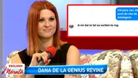 “A-mi dai nr tel să vorbim”. Cum a încercat un fan să o “agațe” pe Oana de la Genius pe Facebook