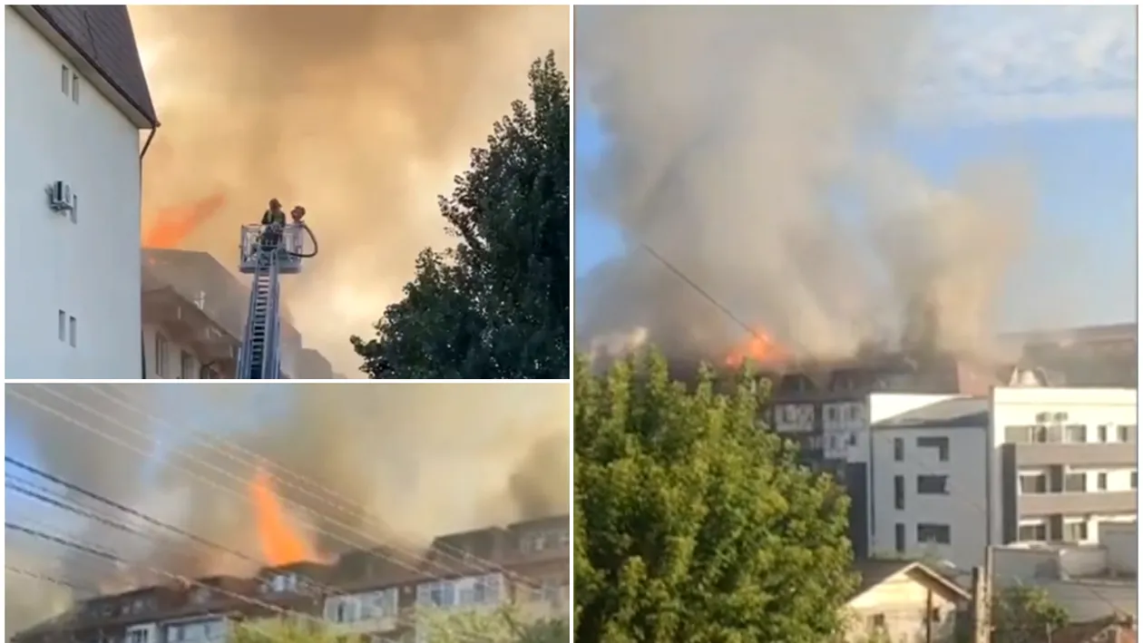 Incendiu de proporții în cel mai populat cartier din Craiova! Focul s-a extins cu repeziciune la mai multe blocuri