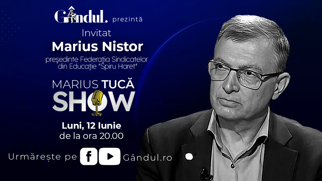 Marius Tucă Show începe luni, 12 iunie, de la ora 20.00, live pe gândul.ro