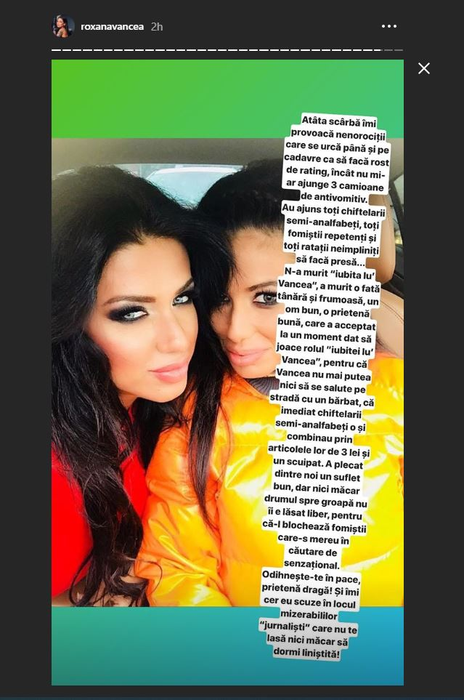 Roxana Vancea, mesaj plin de durere și furie după ce una dintre prietenele sale apropiate s-a sinucis: “Îmi cer eu scuze…”