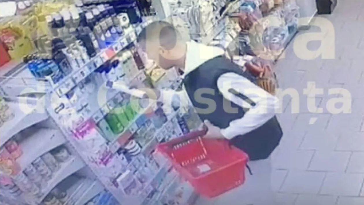 Cel mai curat hoț din România! Cum a furat tânărul din imagine 12 sticle de șampon dintr-un magazin Profi din Constanța. Și nimic altceva!