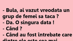 BANC | "Bulă, ai văzut vreodată un grup de femei să tacă?"