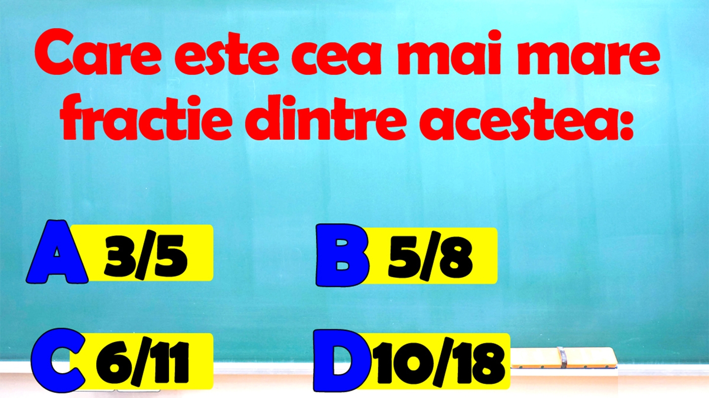 Testul IQ la care și geniile greșesc | Ce număr e cel mai mare: 3/5, 5/8, 6/11 sau 10/18?