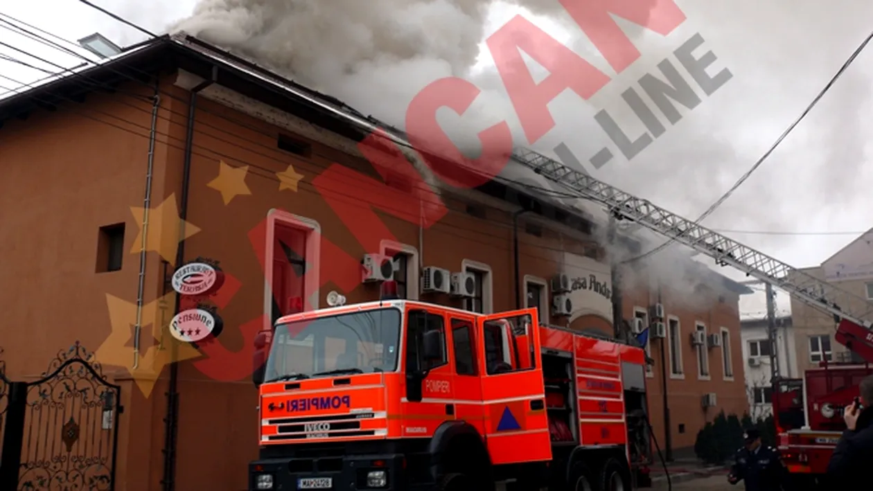 Incendiu puternic la o pensiune din Drobeta Turnu Severin, mai multe persoane au fost evacuate FOTO