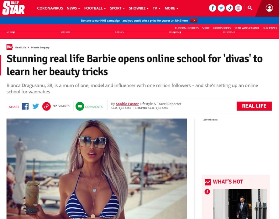 Bianca Drăgușanu a apărut în presa internațională! Ce au scris britanicii despre fosta prezentatoare de la Kanal D