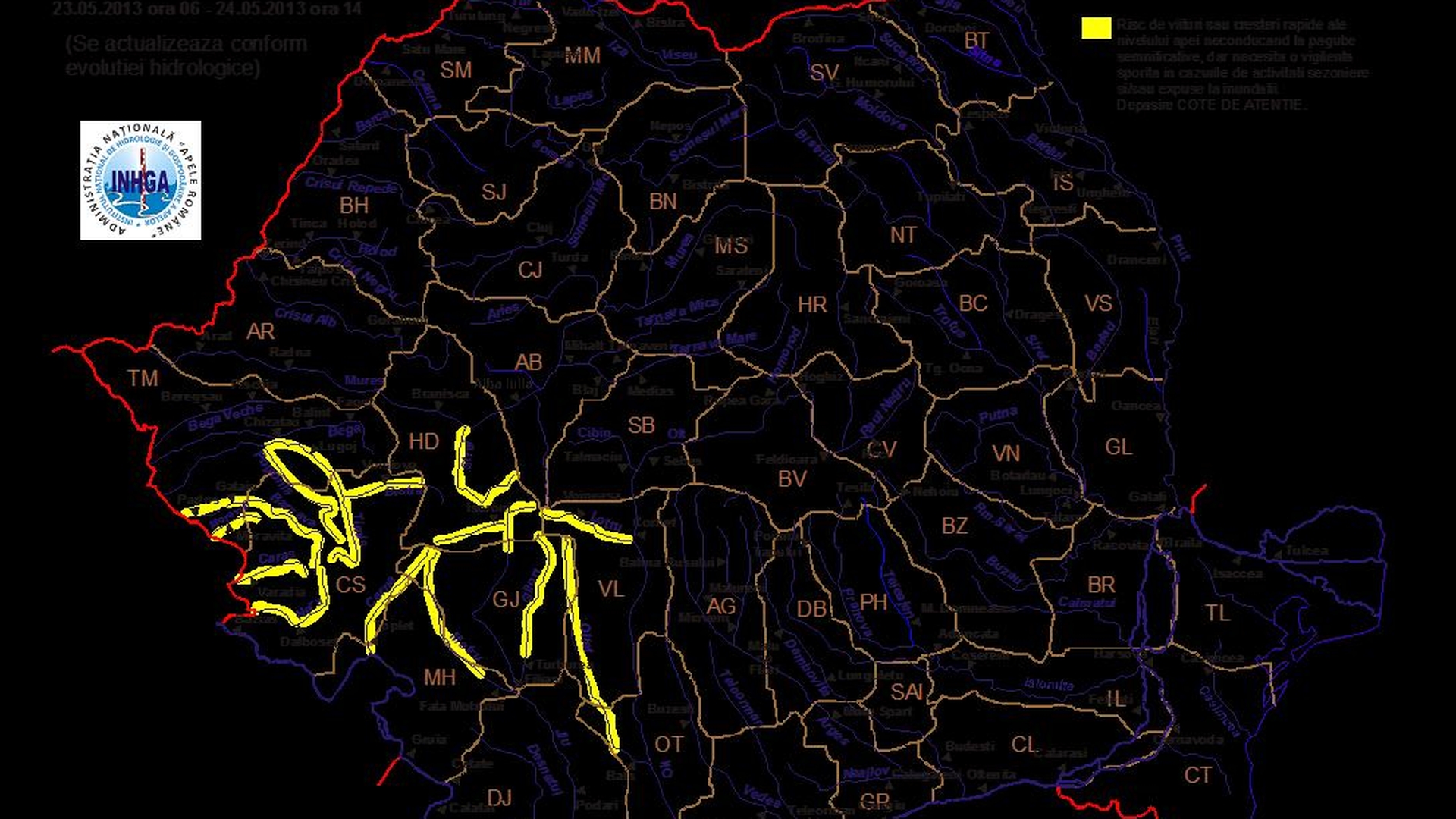 Meteorologii anunta ploi, hidrologii emit avertizari! Atentie, risc de inundatii pe mai multe rauri!